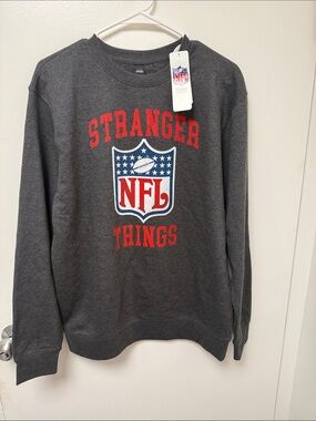 Charcoal Stranger Things x NFL Graphic Crewneck Sweater